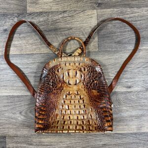 Brahmin backpack handbag Croc Embossed Brown With Adjustable Straps